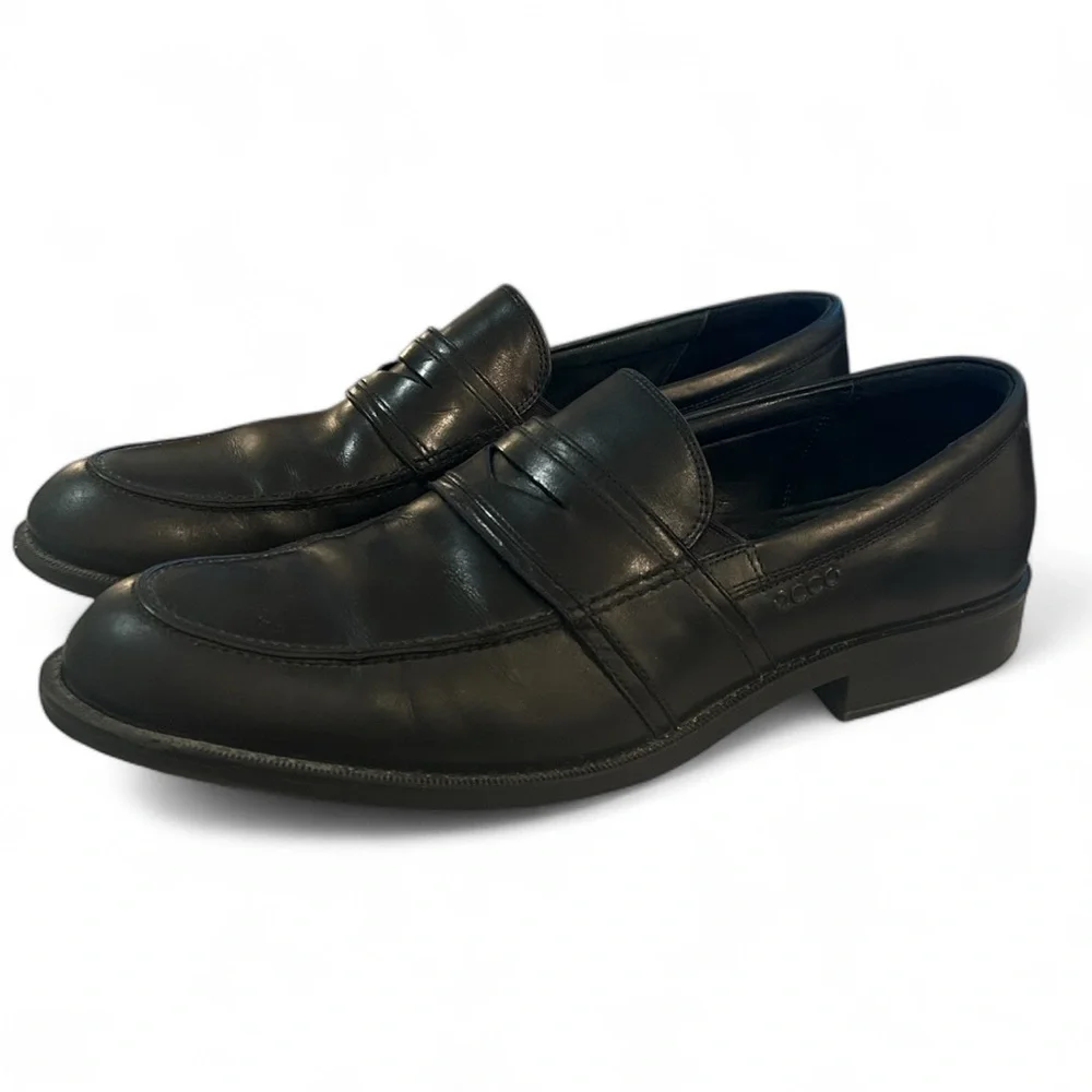ECCO Men's Black Leather Penny Loafer - Size 13-13.5